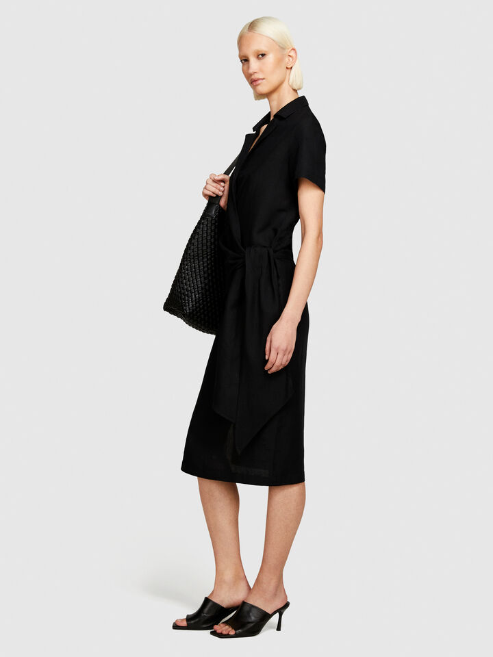 Midi dress with twist - women's midi dresses - Black | Sisley image number 2